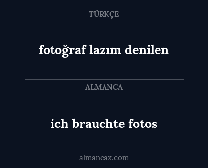 ich brauchte fotos - fotoğraf lazım denilen