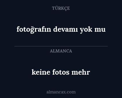 fotoğrafın devamı yok mu - keine fotos mehr