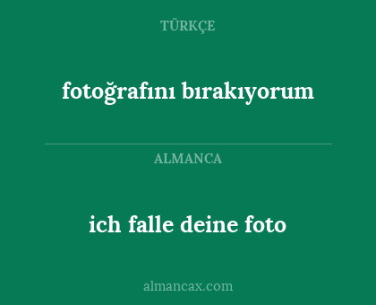 fotoğrafını bırakıyorum - ich falle deine foto