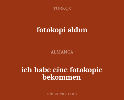 ich habe eine fotokopie bekommen - fotokopi aldım