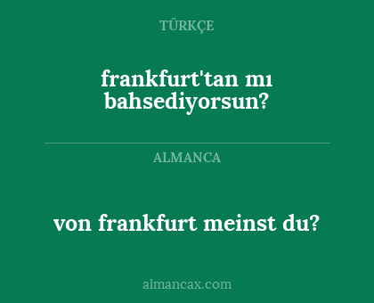 von frankfurt meinst du? - frankfurt'tan mı bahsediyorsun?