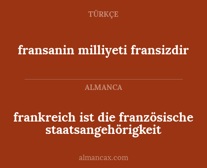 frankreich ist die französische staatsangehörigkeit - fransanin milliyeti fransizdir