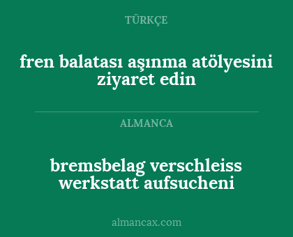 fren balatası aşınma atölyesini ziyaret edin - bremsbelag verschleiss werkstatt aufsucheni
