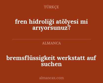 bremsflüssigkeit werkstatt auf suchen - fren hidroliği atölyesi mi arıyorsunuz?