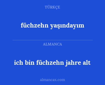 ich bin füchzehn jahre alt - füchzehn yaşındayım