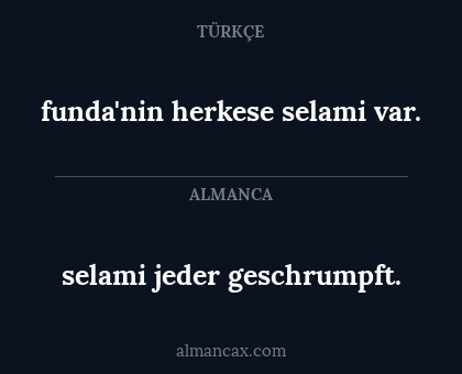 selami jeder geschrumpft. - funda'nin herkese selami var.