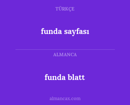 funda blatt - funda sayfası