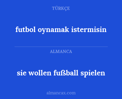 sie wollen fußball spielen - futbol oynamak istermisin