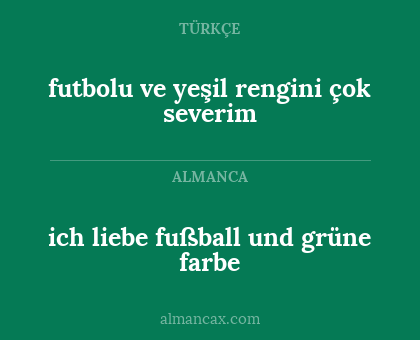 futbolu ve yeşil rengini çok severim - ich liebe fußball und grüne farbe