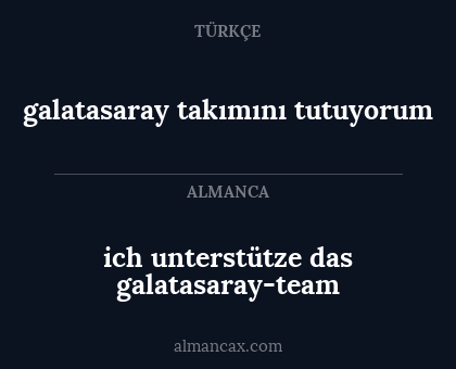 ich unterstütze das galatasaray-team - galatasaray takımını tutuyorum