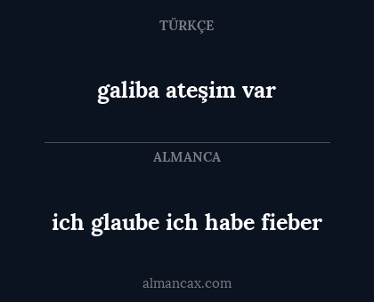 galiba ateşim var - ich glaube ich habe fieber