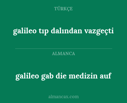 galileo tıp dalından vazgeçti - galileo gab die medizin auf