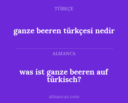 ganze beeren türkçesi nedir - was ist ganze beeren auf türkisch?