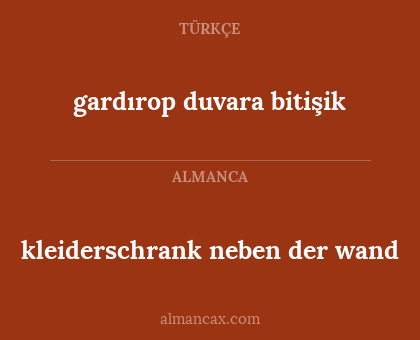 gardırop duvara bitişik - kleiderschrank neben der wand
