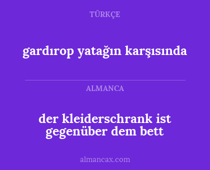 gardırop yatağın karşısında - der kleiderschrank ist gegenüber dem bett