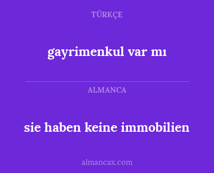 gayrimenkul var mı - sie haben keine immobilien