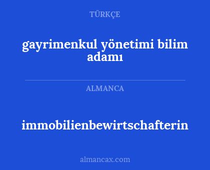 immobilienbewirtschafterin - gayrimenkul yönetimi bilim adamı