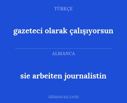 gazeteci olarak çalışıyorsun - sie arbeiten journalistin
