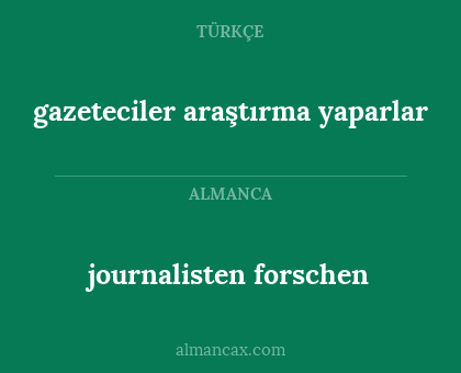 journalisten forschen - gazeteciler araştırma yaparlar