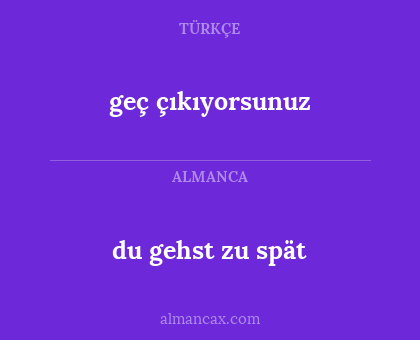 du gehst zu spät - geç çıkıyorsunuz
