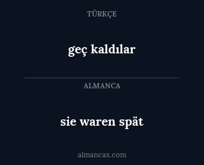 geç kaldılar - sie waren spät