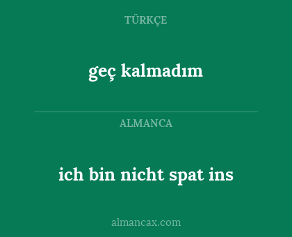ich bin nicht spat ins - geç kalmadım