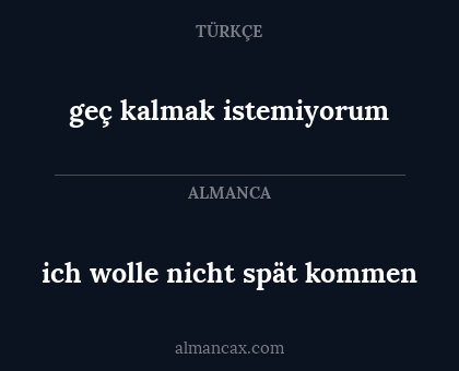 ich wolle nicht spät kommen - geç kalmak istemiyorum
