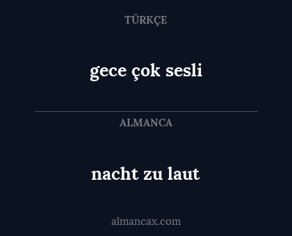 nacht zu laut - gece çok sesli