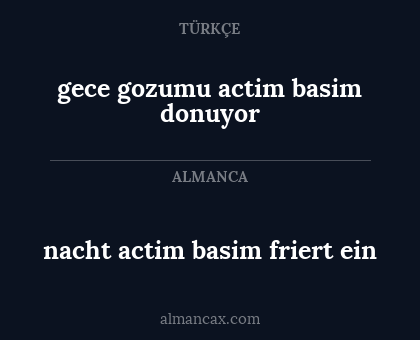 nacht actim basim friert ein - gece gozumu actim basim donuyor