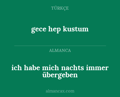 gece hep kustum - ich habe mich nachts immer übergeben
