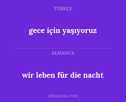 gece için yaşıyoruz - wir leben für die nacht