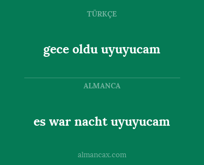 gece oldu uyuyucam - es war nacht uyuyucam
