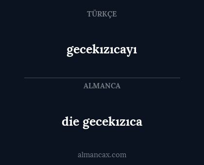die gecekızıca - gecekızıcayı