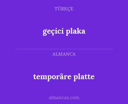 temporäre platte - geçici plaka