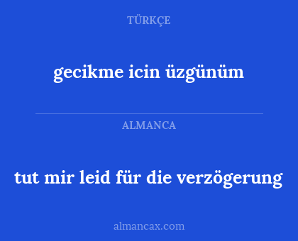 gecikme icin üzgünüm - tut mir leid für die verzögerung