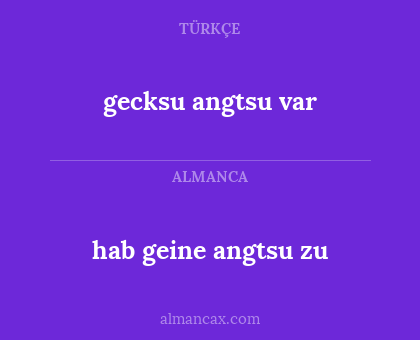 gecksu angtsu var - hab geine angtsu zu