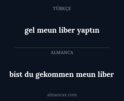 bist du gekommen meun liber - gel meun liber yaptın