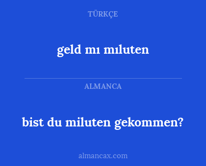 bist du miluten gekommen? - geld mı mıluten