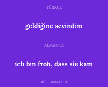 geldiğine sevindim - ich bin froh, dass sie kam