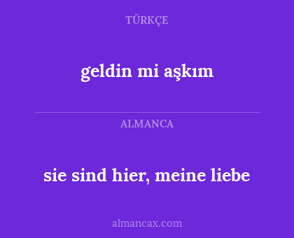 geldin mi aşkım - sie sind hier, meine liebe