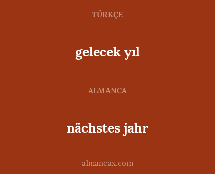 gelecek yıl - nächstes jahr