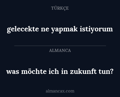 was möchte ich in zukunft tun? - gelecekte ne yapmak istiyorum