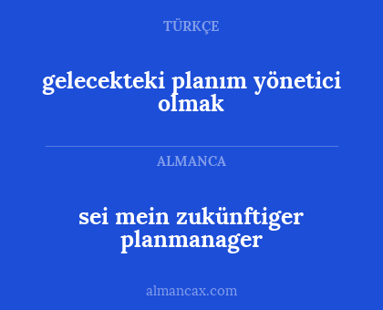 sei mein zukünftiger planmanager - gelecekteki planım yönetici olmak