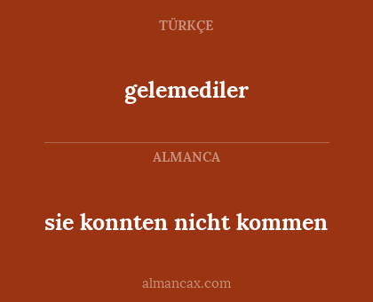 sie konnten nicht kommen - gelemediler
