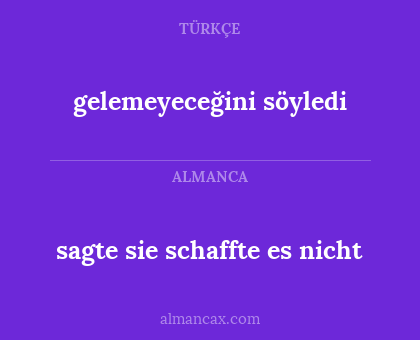 sagte sie schaffte es nicht - gelemeyeceğini söyledi