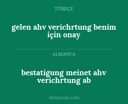 bestatigung meinet ahv verichrtung ab - gelen ahv verichrtung benim için onay