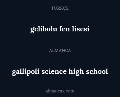 gelibolu fen lisesi - gallipoli science high school