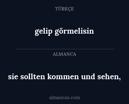 gelip görmelisin - sie sollten kommen und sehen,