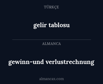 gelir tablosu - gewinn-und verlustrechnung