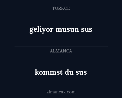 kommst du sus - geliyor musun sus